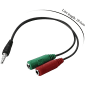 Cable Y 1 plug 3.5mm st a Jack 3.5 st