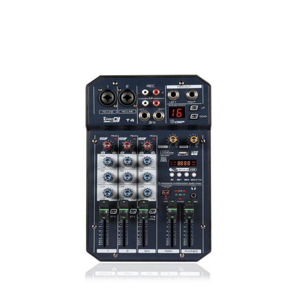 Mezclador Interfaz 2microf XLR o TRS Pro Dj T4
