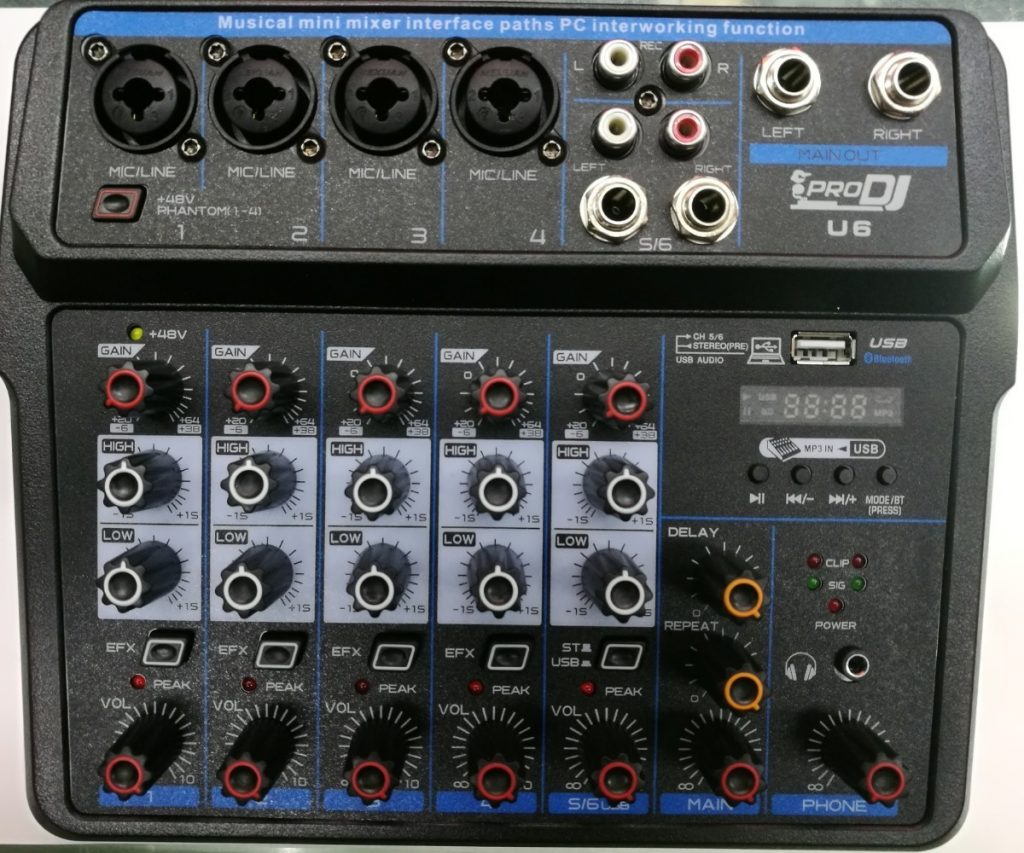 Mezclador Pro Dj U6 Mixer Hibridas Usb Bluetooth Efecto D NQ NP 612257 MCO32621275524 102019 F 1024x853