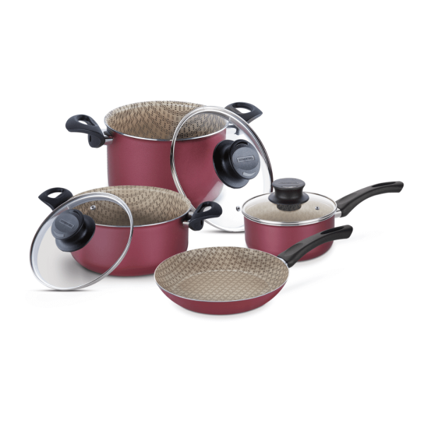 Batería de Cocina Roja Set x7 Tramontina Paris