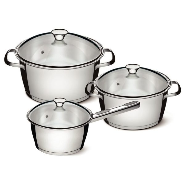 Ollas de Acero Inoxidable Triple Fondo Set x3 Tramontina Allegra