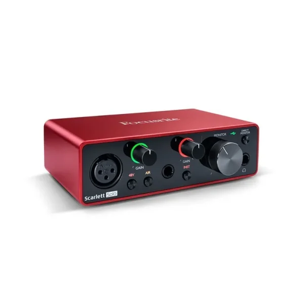 Interfaz de Audio USB Focusrite Scarlett Solo Roja 3ra Generación