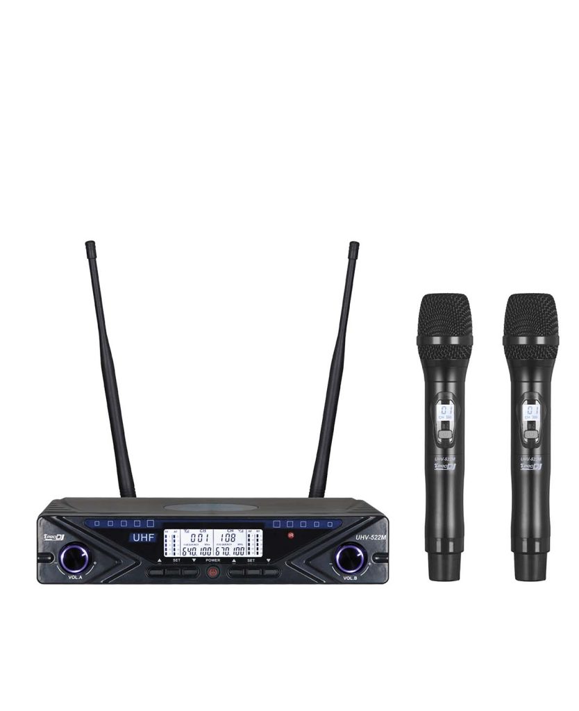 Micrófono Inalámbrico Doble Mano Pro Dj UHV-522M UHV 522M 834x1024