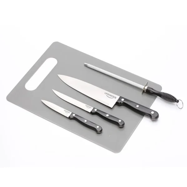 Set Cuchillos + Tabla + Afilador Universal