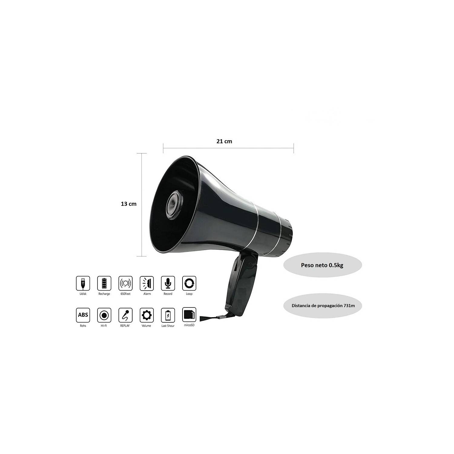 43019988_4 Megáfono con Batería Recargable USB 20W - Image 3