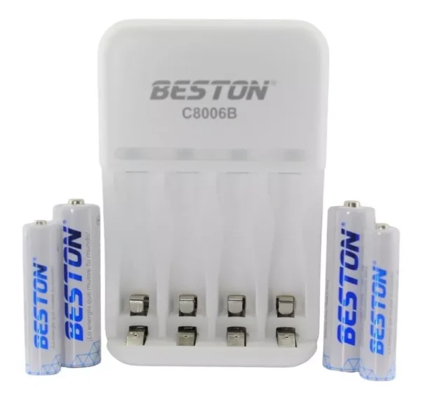 Cargador de Pilas + 4 Pilas AA 1500mAh Beston