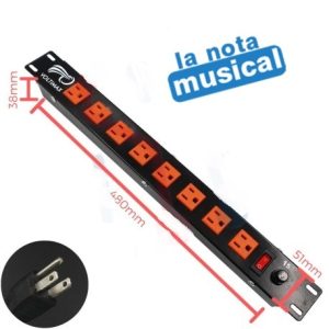 Multitoma 8 Salidas con Supresor de Picos Rack 1 Metro