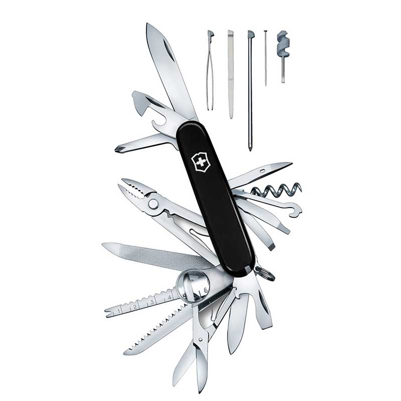 Navaja Victorinox NEGRA Navaja multiusos con logo marca, cuenta con hoja  grande, hoja pequeña, sacac