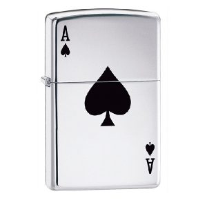 Encendedor en Cromo Espejo Naipe Zippo