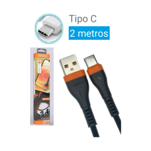 Cable de Datos Tipo C con Carga Rápida 3A 2 Metros Siliconado
