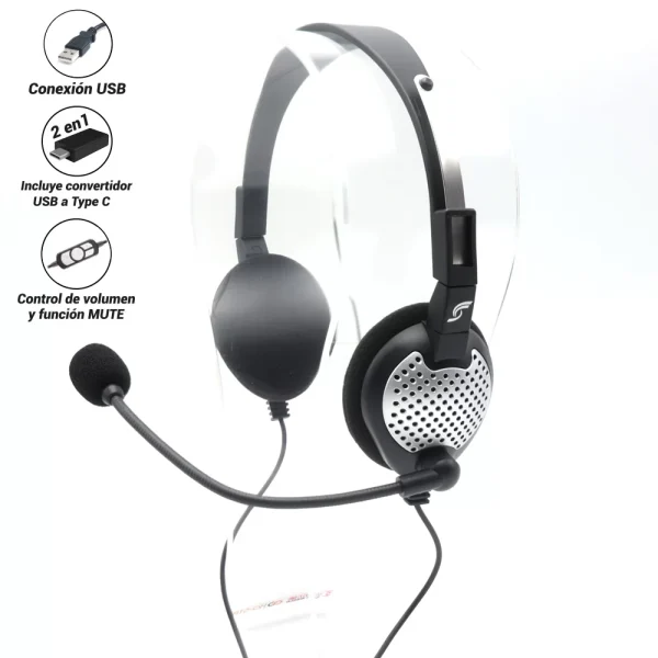 Diadema USB + Conector Tipo C J&R