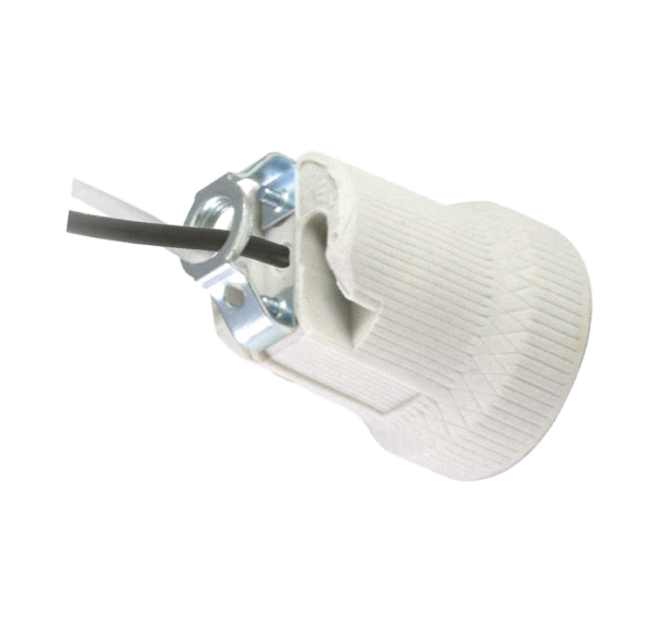 Portalámpara Porcelana E-27 C/aro C/cable