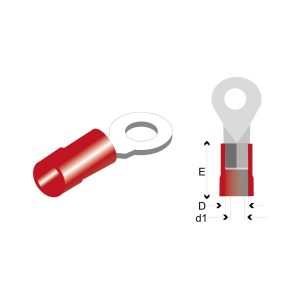 Terminal Aro 1/4" Rojo R1-6V
