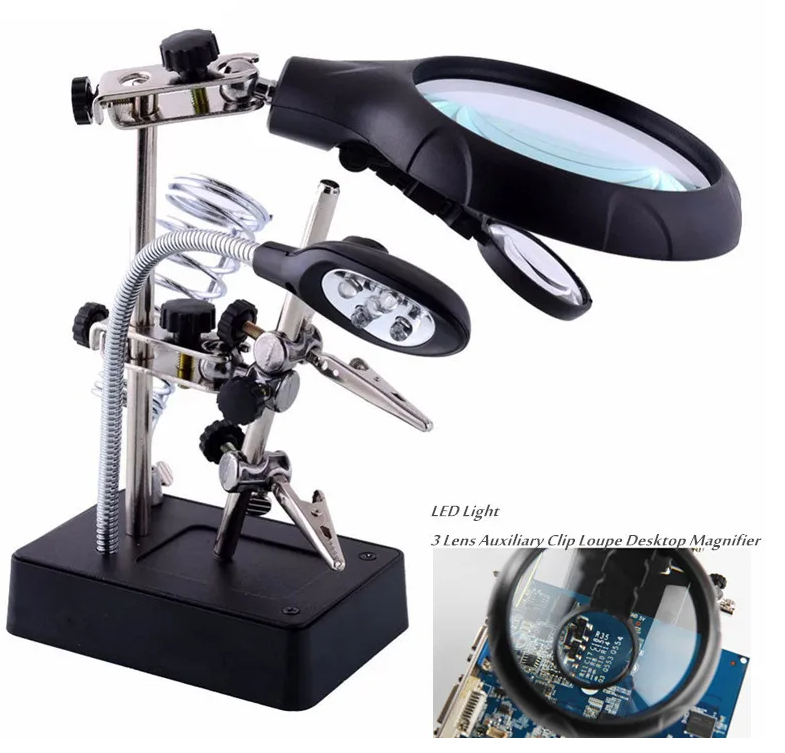 Lup 2024 Lupa Iluminada con Led, lupas, caimanes de Tercera mano con Base