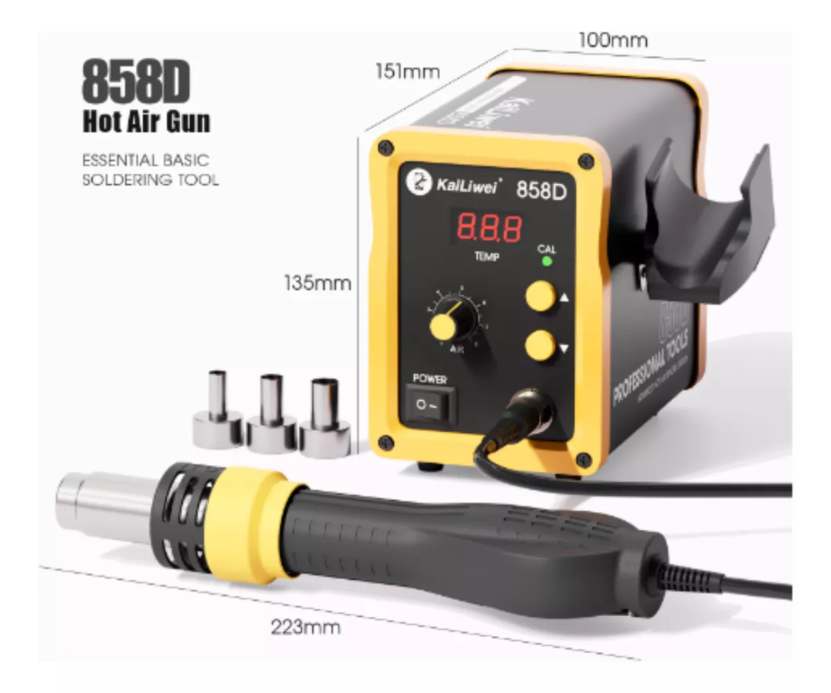 22 ESTACIÓN DE AIRE CALIENTE 110V, 750W LED DIGITAL, RANGO DE TEMPERATURA 100°C-500°C - Image 4