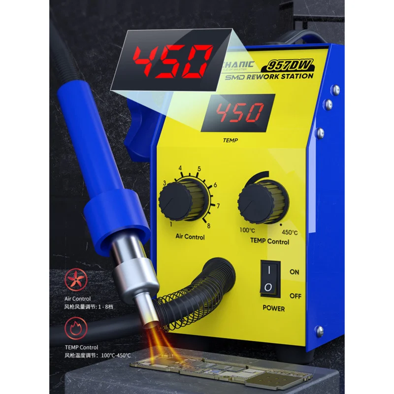 MECHANIC-957DW-Hot-Air-Gun-Digital-Display-Adjustable-Temperature-Desoldering-Stand-Professional-Maintenance-Welding-Tool_1_2048x2048 ESTACIÓN DE DE SOLDAR PARA REPARAR CELULARES MECHANIC 600W - Image 3