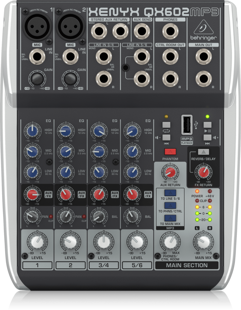 CONSOLA DE SONIDO XENYX QX602MP3 BEHRINGER Image BE 0601 AHD QX602MP3 Top XL 796x1024