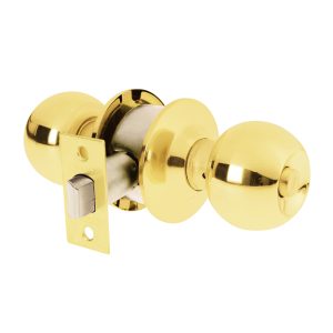 Cerradura tipo pomo laton brilla baño BAL-LB-BP Hermex