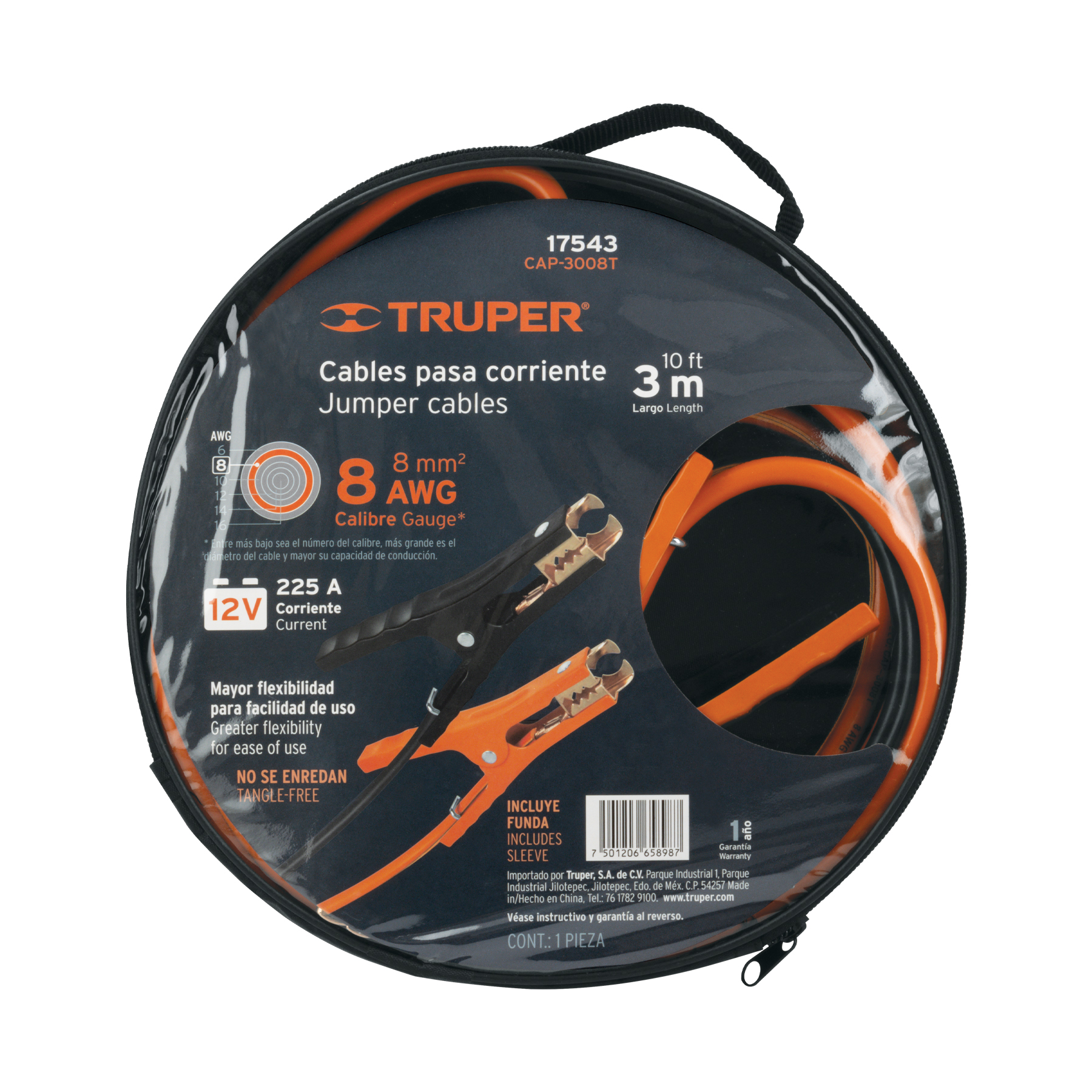 Cables para iniciar 3m 225A 8AWG cfunda Truper