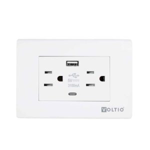 Toma + USB lyra 15A 125V blanco